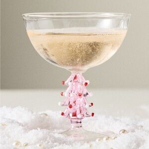 Anthropologie Icon Stemmed Coupe Glasses | Pink | NIB